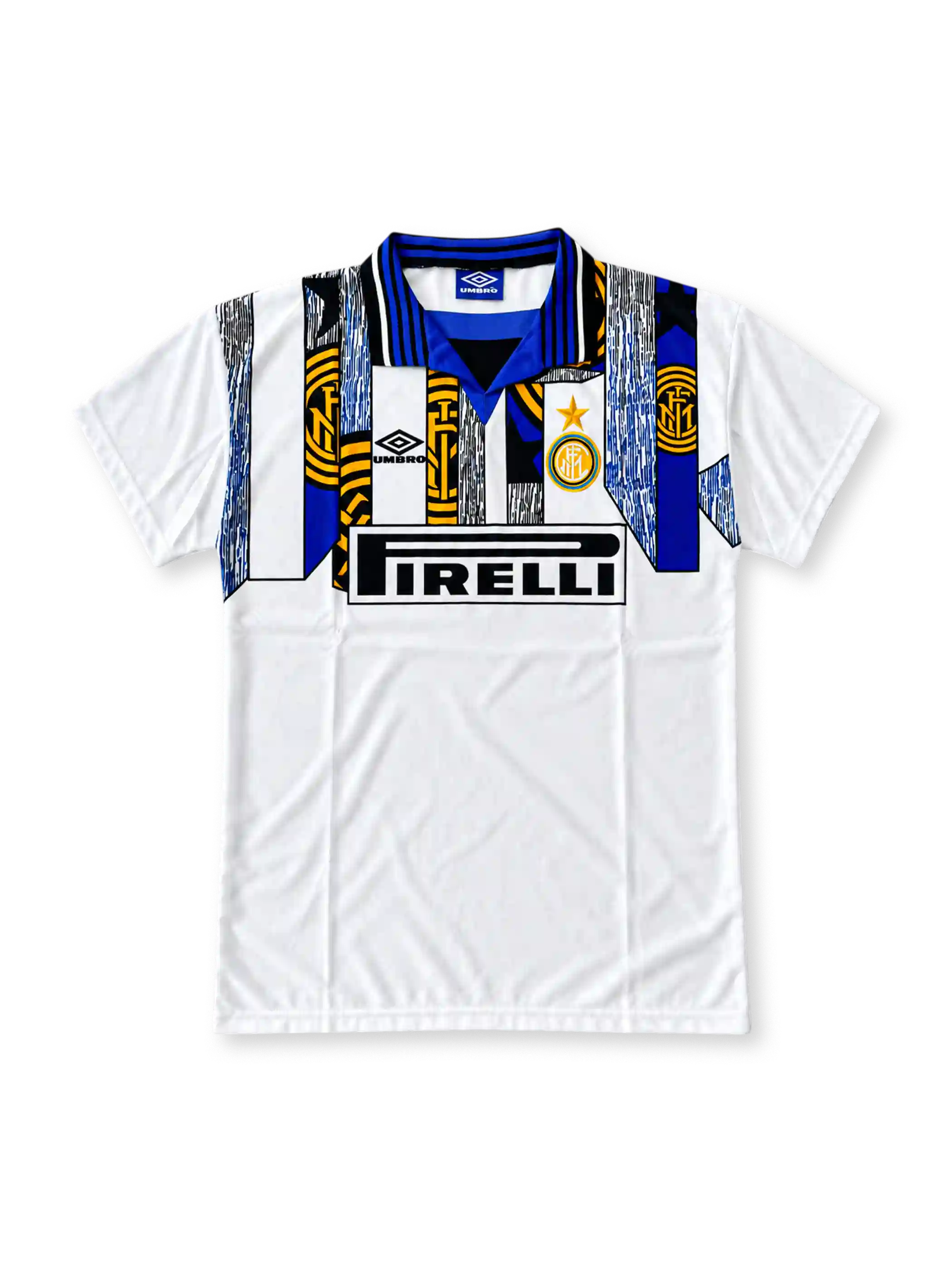 インテル 1995/96 アウェイユニフォーム 白にエンブレムのグラフィック PIRELLIロゴ ロベルト・カルロス背番号3