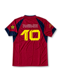 アイアン・メイデン 2010 ザ・ファイナル・フロンティア サッカーユニフォーム バーガンディとネイビー エイリアン・エディ ディッキンソン背番号10