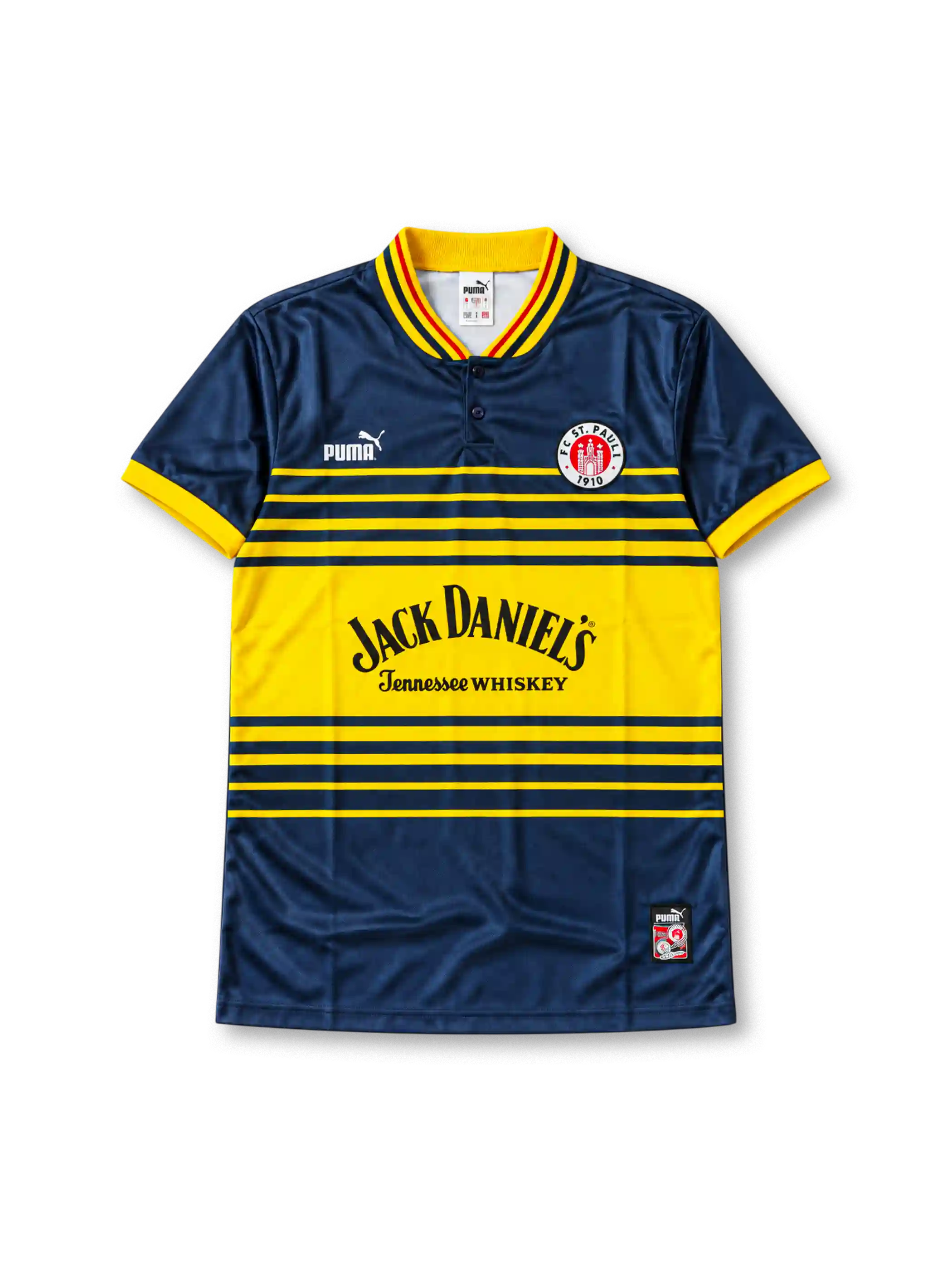 ザンクト・パウリ 1997/98 アウェイユニフォーム ネイビーとイエローのボーダー JACK DANIEL'Sロゴ