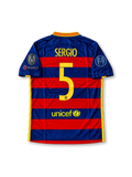 FCバルセロナ 2015/16 ホームユニフォーム ブルーとレッドの横縞 チャンピオンズリーグパッチ付き ブスケツ背番号5