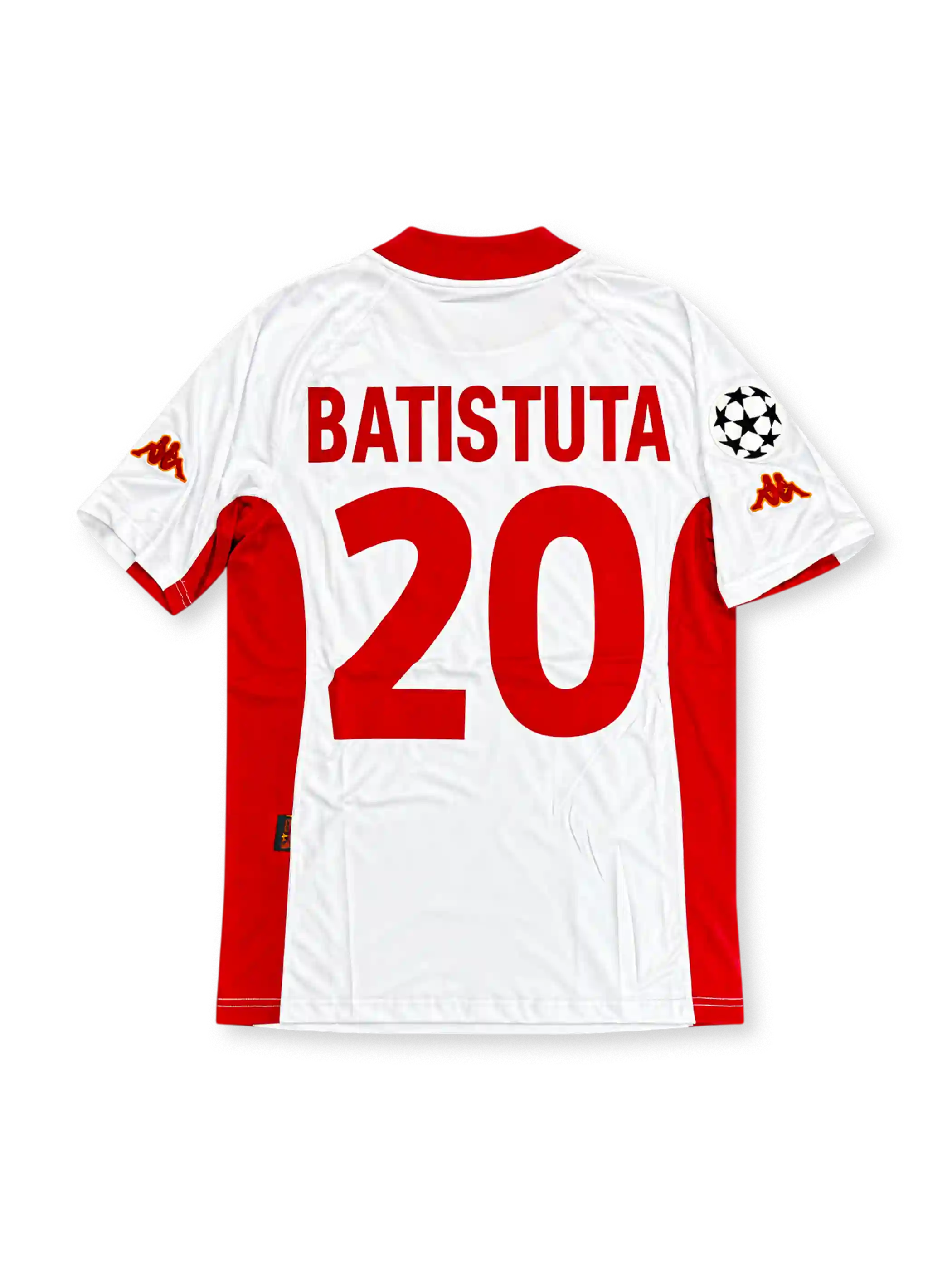 2001/02 ASローマ アウェイユニフォーム バティストゥータ20番 ホワイト レッド スクデット INA チャンピオンズリーグ Kappa