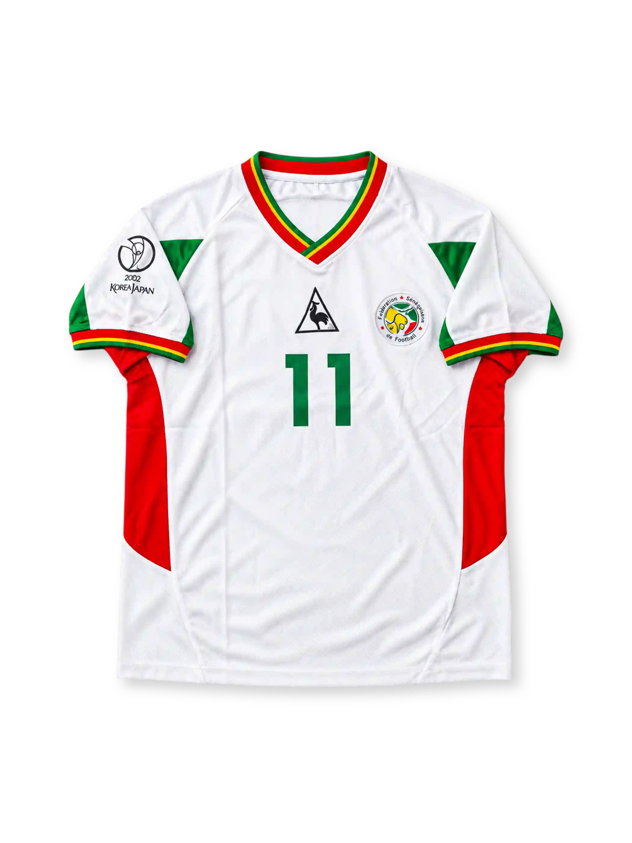 2002 セネガル代表 ホームユニフォーム ディウフ11番 ホワイト グリーン レッド le coq sportif 2002年W杯