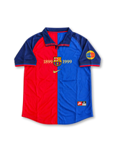 FCバルセロナ 1999/00 創立100周年記念ユニフォーム 赤と青のハーフ&ハーフ 金色の1899 1999 リバウド背番号11