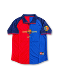 FCバルセロナ 1999/00 創立100周年記念ユニフォーム 赤と青のハーフ&ハーフ 金色の1899 1999 リバウド背番号11