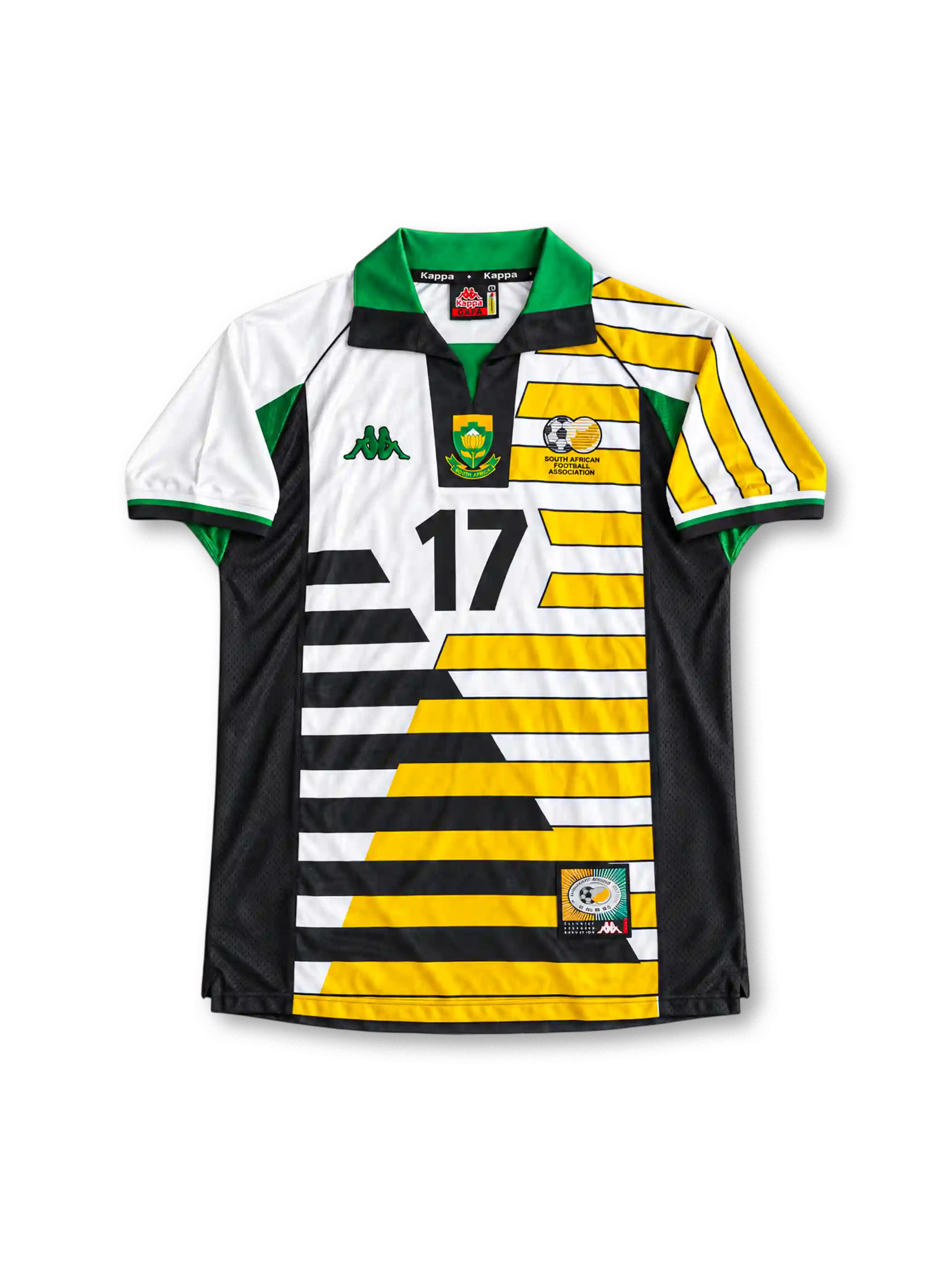 1998 南アフリカ代表 W杯 ホームユニフォーム マッカーシー17番 ホワイト ゴールド ブラック グリーン Kappa
