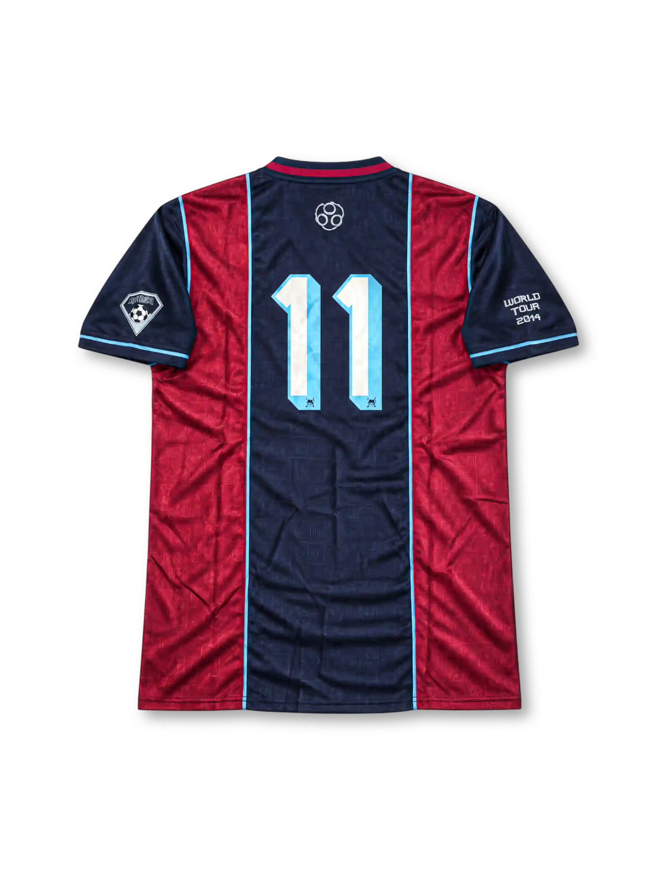 2011 アイアン・メイデン ザ・ファイナル・フロンティア ワールドツアー サッカーシャツ ネイビー クラレット スカイブルー