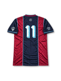 2011 アイアン・メイデン ザ・ファイナル・フロンティア ワールドツアー サッカーシャツ ネイビー クラレット スカイブルー