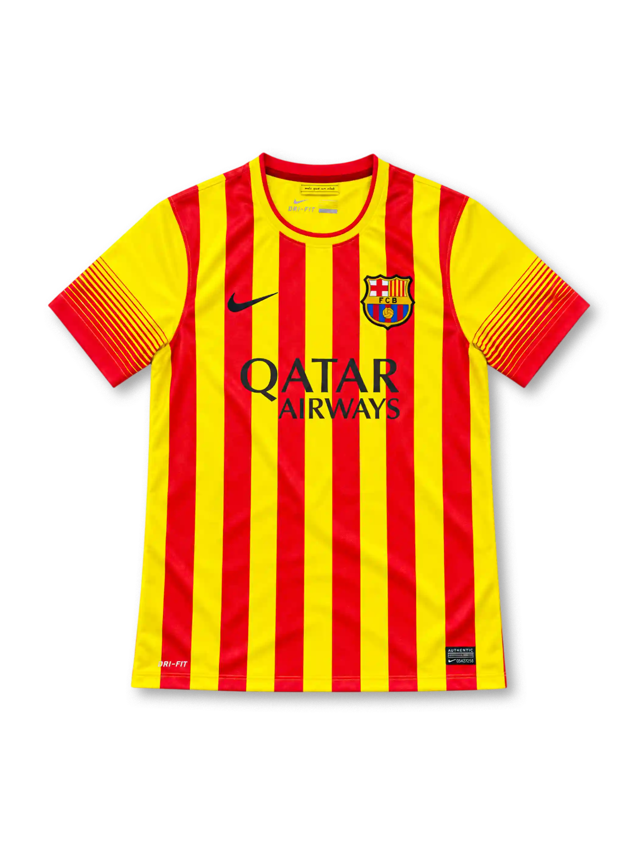 2013/14 FCバルセロナ アウェイユニフォーム メッシ10番 セニェラ イエロー レッド QATAR AIRWAYS Nike