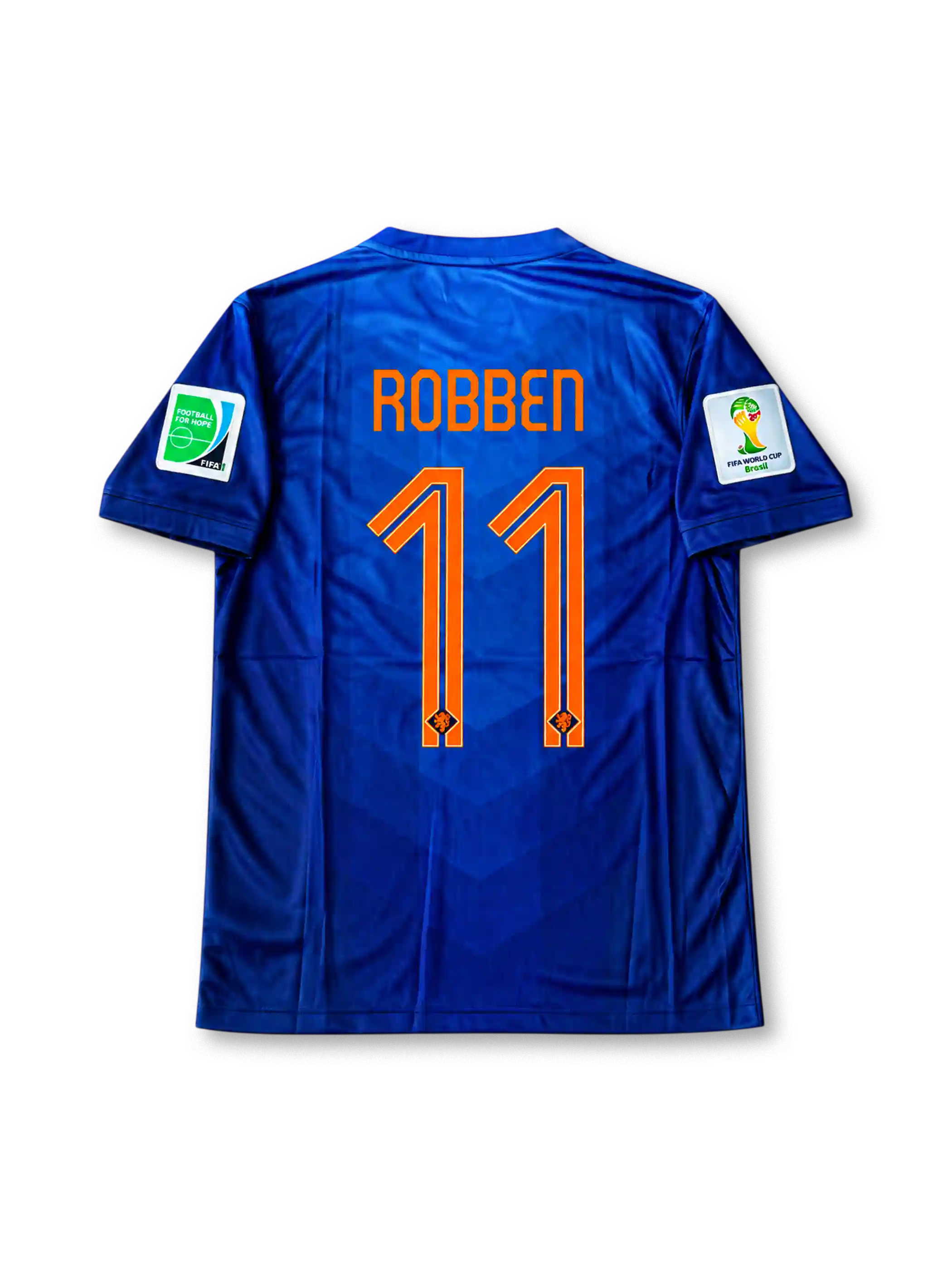 オランダ代表 2014 アウェイユニフォーム ブルーにシェブロン模様 W杯ブラジル大会パッチ付き ロッベン背番号11