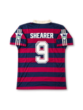 ニューカッスル・ユナイテッド 1995/96 アウェイユニフォーム クラレットとネイビーの横縞 グランダッドカラー シアラー背番号9