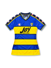 パルマ 2001-02 ホーム ユニフォーム イエローとブルーのボーダー Joy parmalatロゴ入り