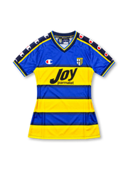 パルマ 2001-02 ホーム ユニフォーム イエローとブルーのボーダー Joy parmalatロゴ入り