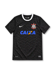 コリンチャンス 2012-13 アウェイ ユニフォーム ブラック 幾何学模様 ホワイト丸首 CAIXA ナイキ