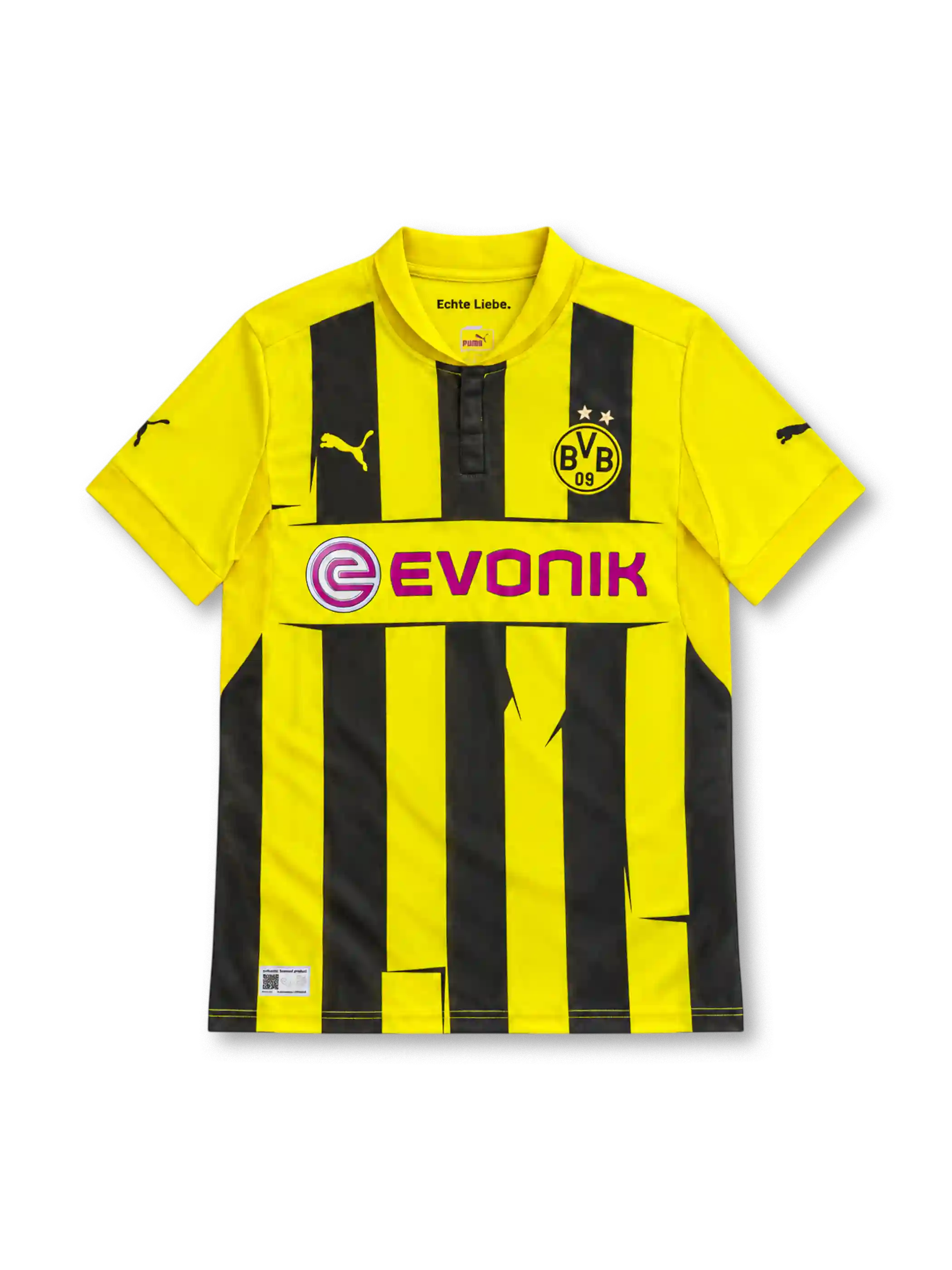 ボルシア・ドルトムント 2012-13 チャンピオンズリーグ ホーム ユニフォーム イエロー ブラック 縦縞 EVONIK プーマ