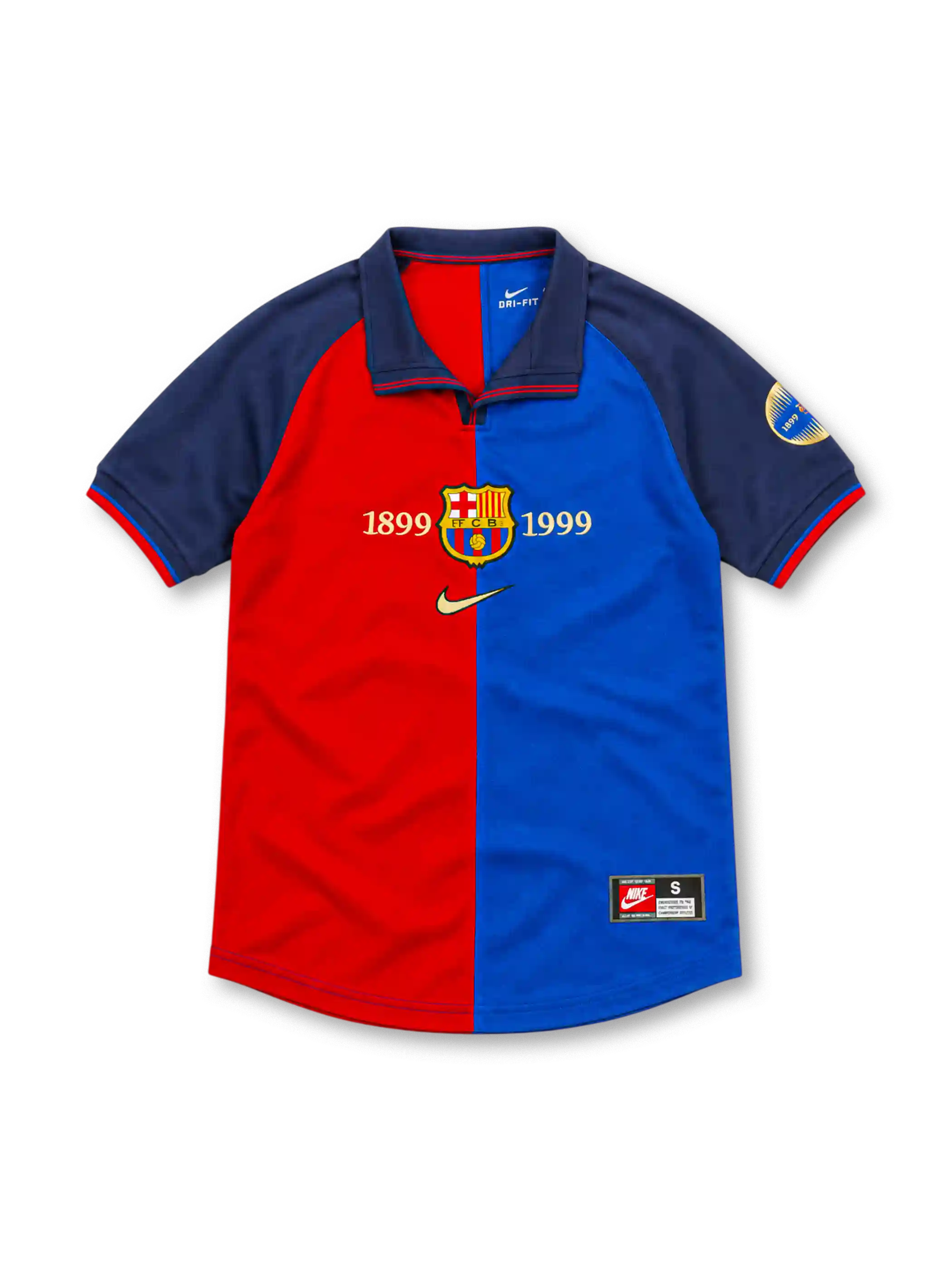 バルセロナ 1998-99 創立100周年記念 ホーム ユニフォーム レッド ブルー ハーフ&ハーフ 1899-1999 ナイキ