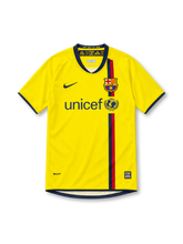 FCバルセロナ 2008/10 アウェイユニフォーム イエロー 縦のブラウグラナライン ナイキ製 unicefロゴ