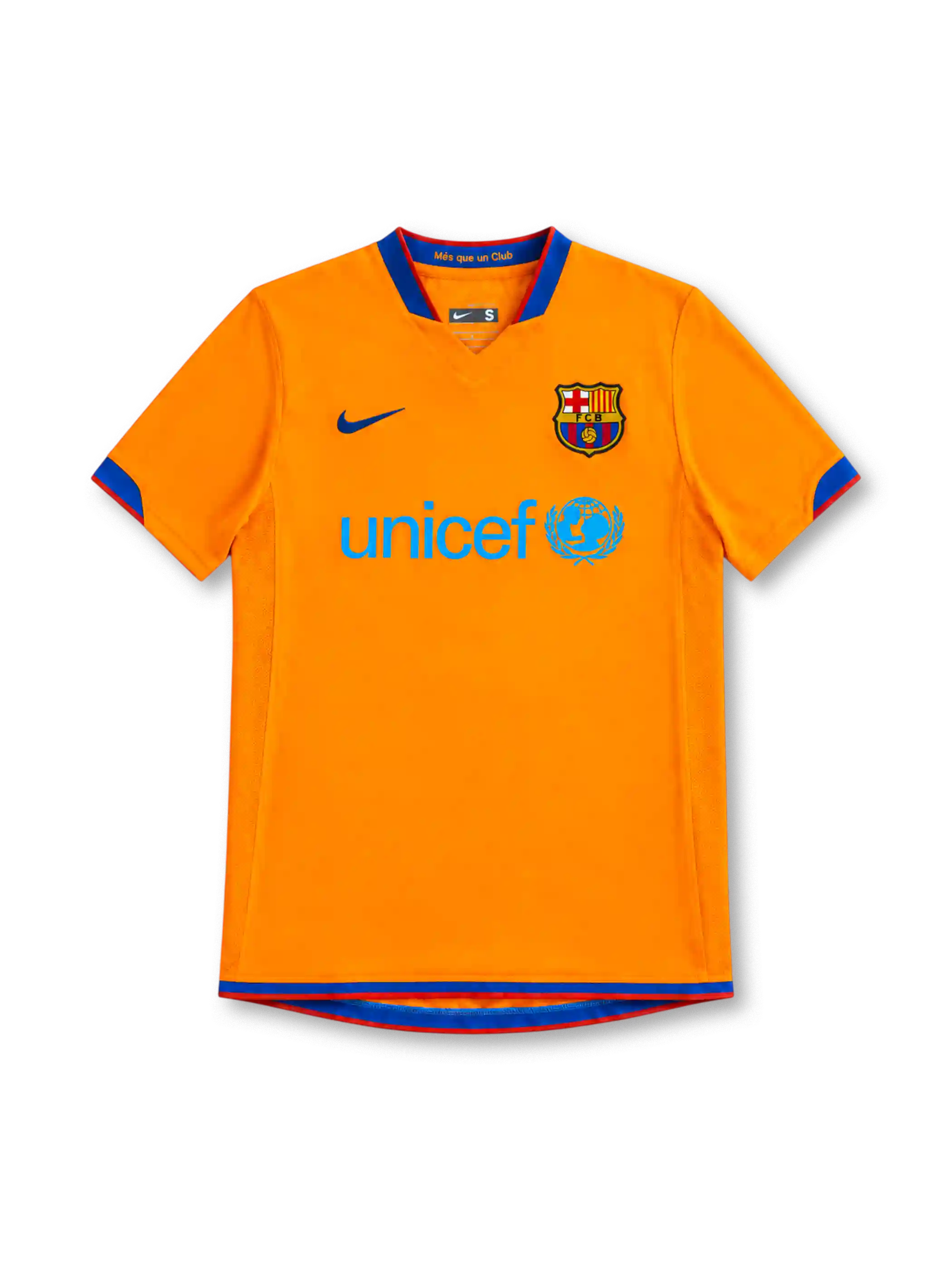 FCバルセロナ 2006/07 アウェイユニフォーム オレンジ ブラウグラナの襟と袖口 ナイキ製 unicefロゴ