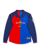 FCバルセロナ 1999/00 ホームユニフォーム 100周年記念 長袖 ブラウグラナの切り替え 1899 1999の年号刺繍 ナイキ製
