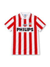 PSV 1994/95 ホームユニフォーム 赤と白の縦縞 ピンストライプ 白のポロ襟 アディダス製 PHILIPSスポンサー