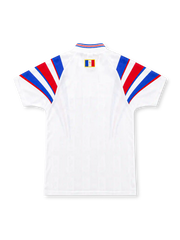 フランス代表 1996 アウェイユニフォーム ホワイト 青と赤のウェーブライン トリコロールのVネック アディダス製 ユーロ1996時代