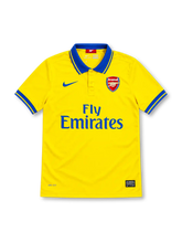 アーセナル 2013/14 アウェイユニフォーム イエロー ブルーのポロ襟 ナイキ製 Fly Emiratesスポンサー