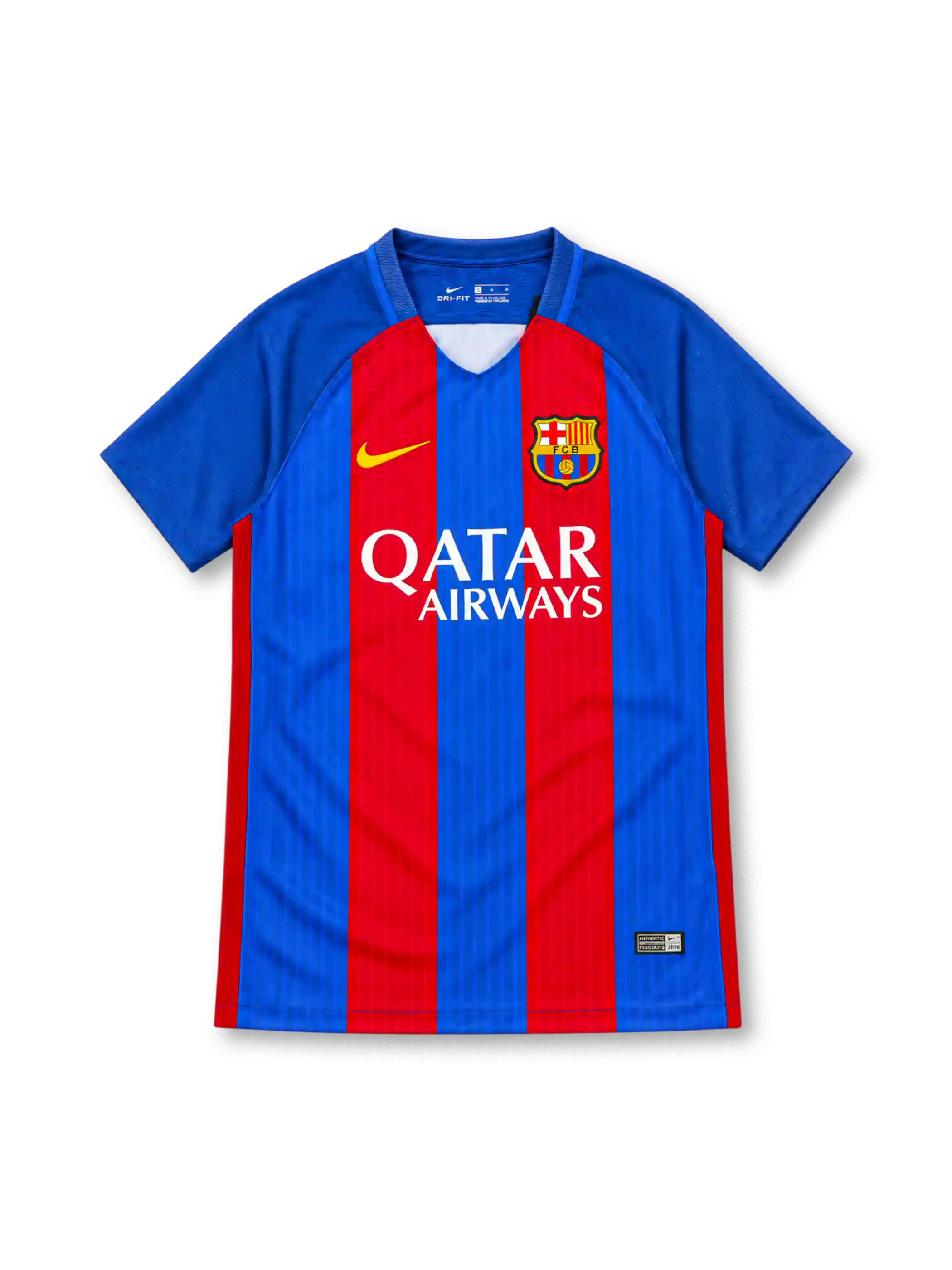 FCバルセロナ 2016/17 ホームユニフォーム ブラウグラナの縦縞 金色のスウッシュ ナイキ製 QATAR AIRWAYSスポンサー