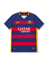FCバルセロナ 2015/16 ホームユニフォーム ブルーとえんじの横縞 セニェラの襟 ナイキ製 QATAR AIRWAYSスポンサー