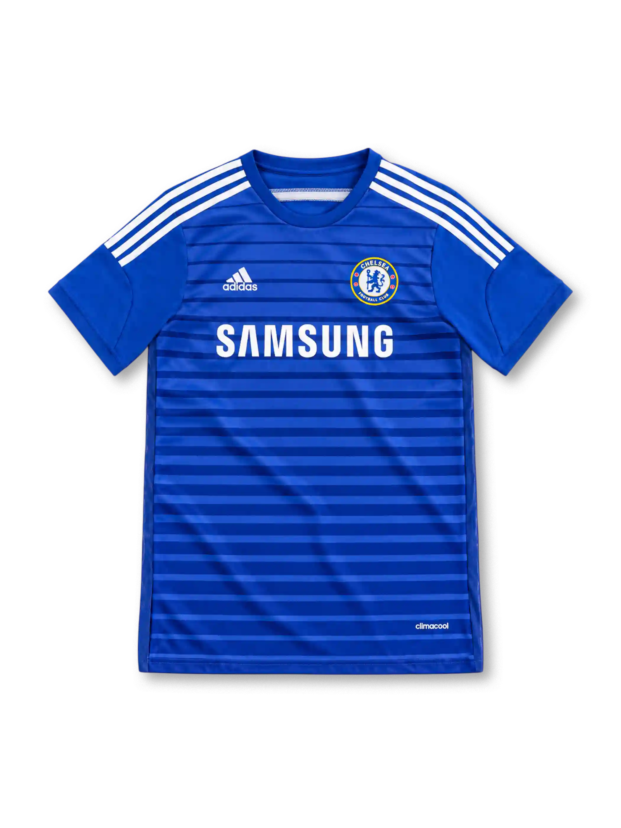 チェルシー 2014/15 ホームユニフォーム ロイヤルブルー 濃淡の横縞 白のスリーストライプ アディダス製 SAMSUNGスポンサー