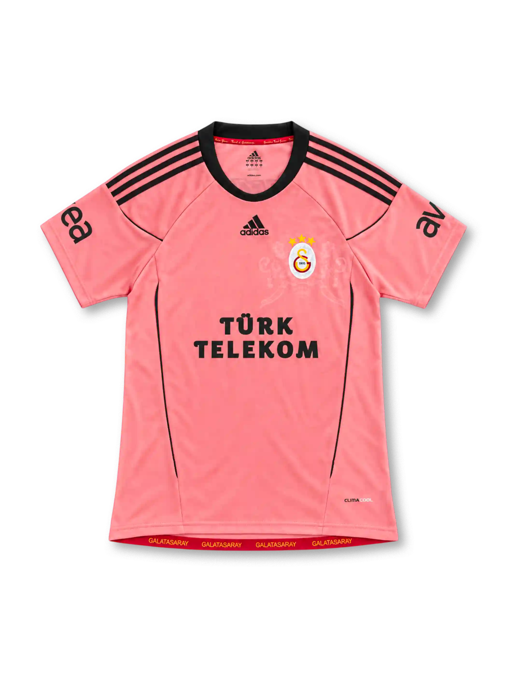 ガラタサライ 2010/11 サードユニフォーム ピンク 黒のスリーストライプ 紋章柄の透かし アディダス製 TÜRK TELEKOMスポンサー