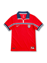 1998 アメリカ代表 アウェイ Nike製 胸に紺と白の帯が入った赤いレトロサッカーユニフォーム