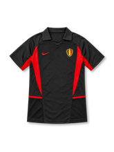 2002 ベルギー代表 アウェイ Nike製 赤い大きなパネルが入った黒いレトロサッカーユニフォーム