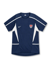 2002 アメリカ代表 アウェイ Nike製 白のラインとメッシュパネルが入ったネイビーのレトロサッカーユニフォーム