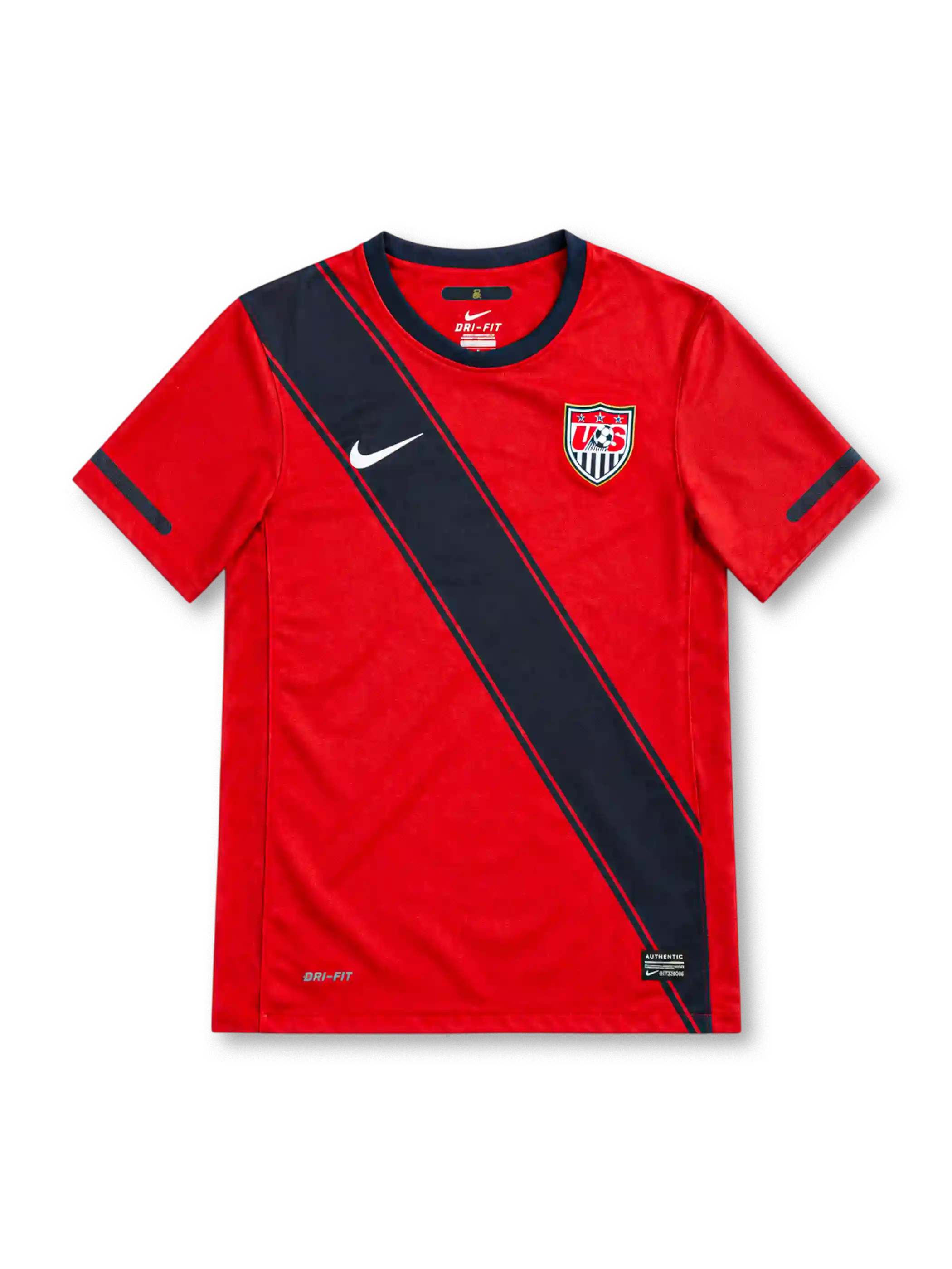 2011 アメリカ代表 アウェイ Nike製 斜めの紺のサッシュが入った赤いレトロサッカーユニフォーム