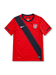 2011 アメリカ代表 アウェイ Nike製 斜めの紺のサッシュが入った赤いレトロサッカーユニフォーム