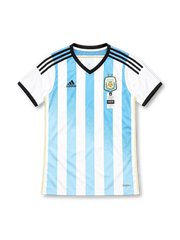 2014 アルゼンチン代表 ホーム adidas製 水色と白の縦縞と黒い襟が入ったレトロサッカーユニフォーム