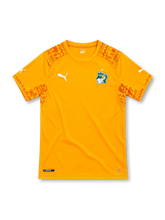 2014 コートジボワール代表 ホーム Puma製 肩と袖に紋様パネルが入ったオレンジのレトロサッカーユニフォーム