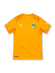2014 コートジボワール代表 ホーム Puma製 肩と袖に紋様パネルが入ったオレンジのレトロサッカーユニフォーム