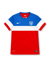 2014 アメリカ代表 アウェイ Nike製 青・白・赤の三段構成の半袖レトロサッカーユニフォーム