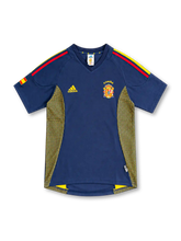 2002 スペイン代表 サード adidas製 黄色と赤の肩ラインとドット状パネルが入ったネイビーのレトロサッカーユニフォーム