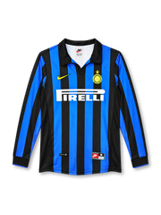 インテル 1998/99 ホーム長袖ユニフォーム 青と黒の縦縞 黒のポロ襟 ナイキ製 PIRELLIスポンサー