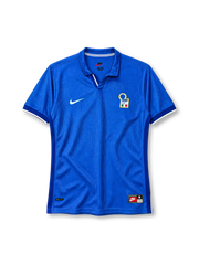 1998 イタリア代表 ホーム Nike製 極細のピンストライプとFIGCエンブレムが入った青いレトロサッカーユニフォーム