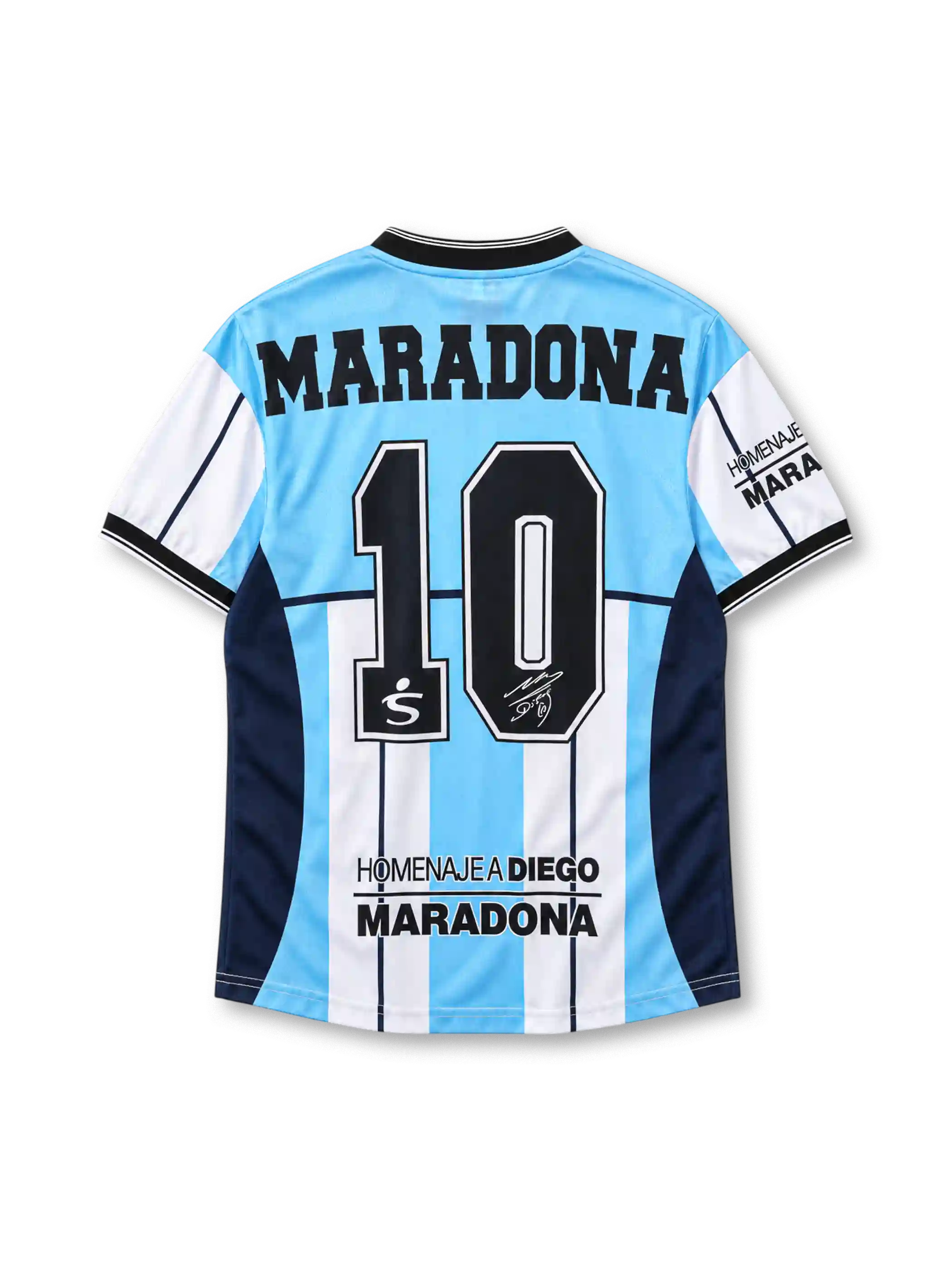 アルゼンチン代表 2001年 マラドーナ引退試合記念ホームユニフォーム(FILA製、水色白ストライプ、マラドーナサイン入り)