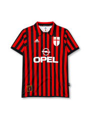 ACミラン 1999-2000 ホームジャージ 赤黒の細いストライプが入った半袖モデル