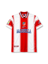アトレティコ・マドリード 1999-00 ホーム ユニフォーム 赤と白の縦縞 MARBELLAロゴとLFPパッチ入り