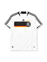 ドイツ代表 2008 ホーム ユニフォーム 白の半袖に国旗カラーの帯 3つ星のDFBエンブレム入り