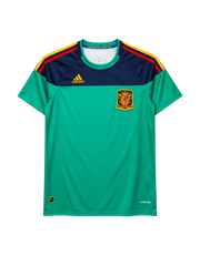 スペイン代表 2010 ゴールキーパー ユニフォーム ターコイズグリーンに紺のヨーク 国旗カラーのライン入り
