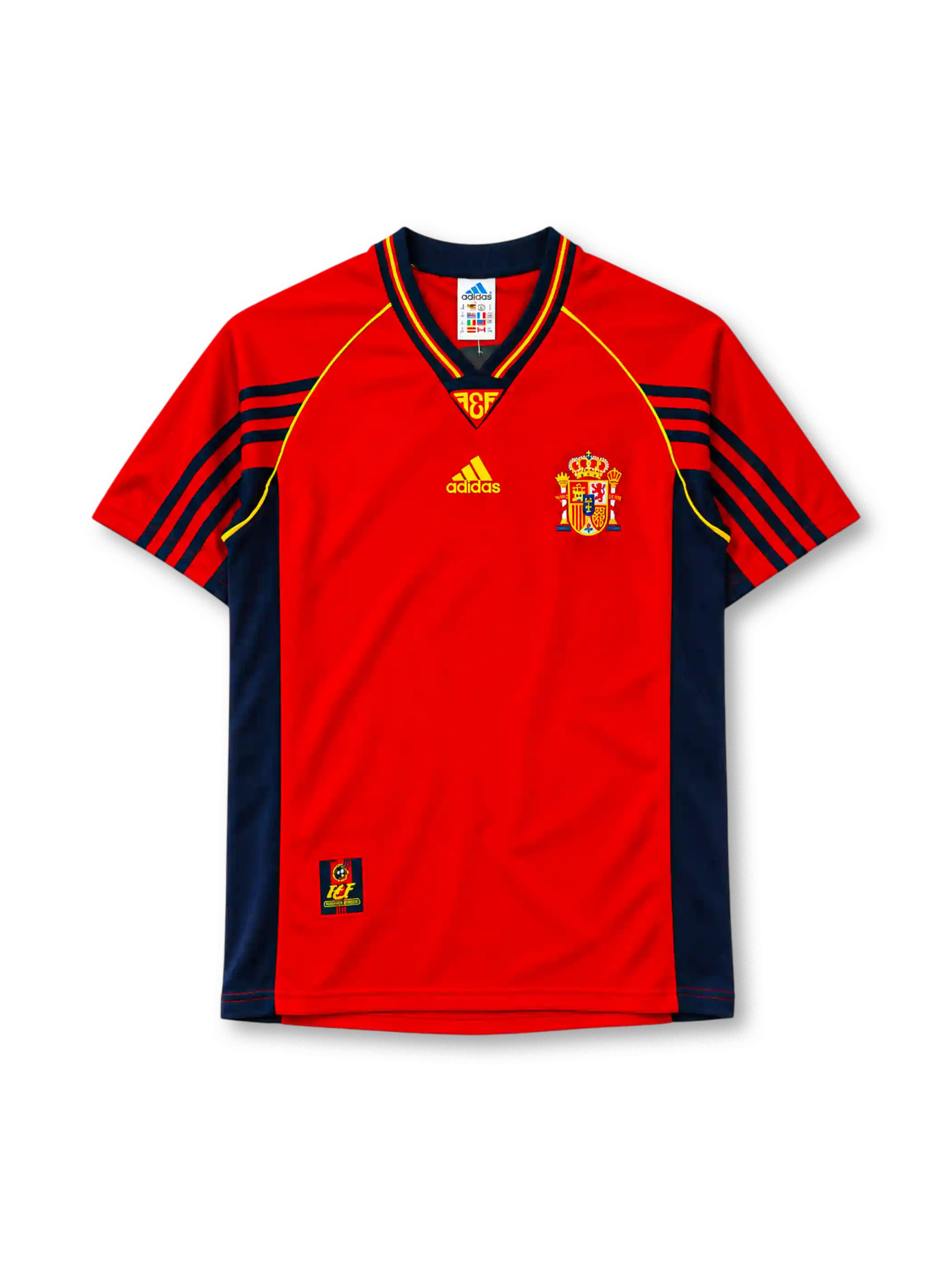スペイン代表 1998 ホームユニフォーム 赤×紺 アディダス製 フランスW杯モデル 国章付き