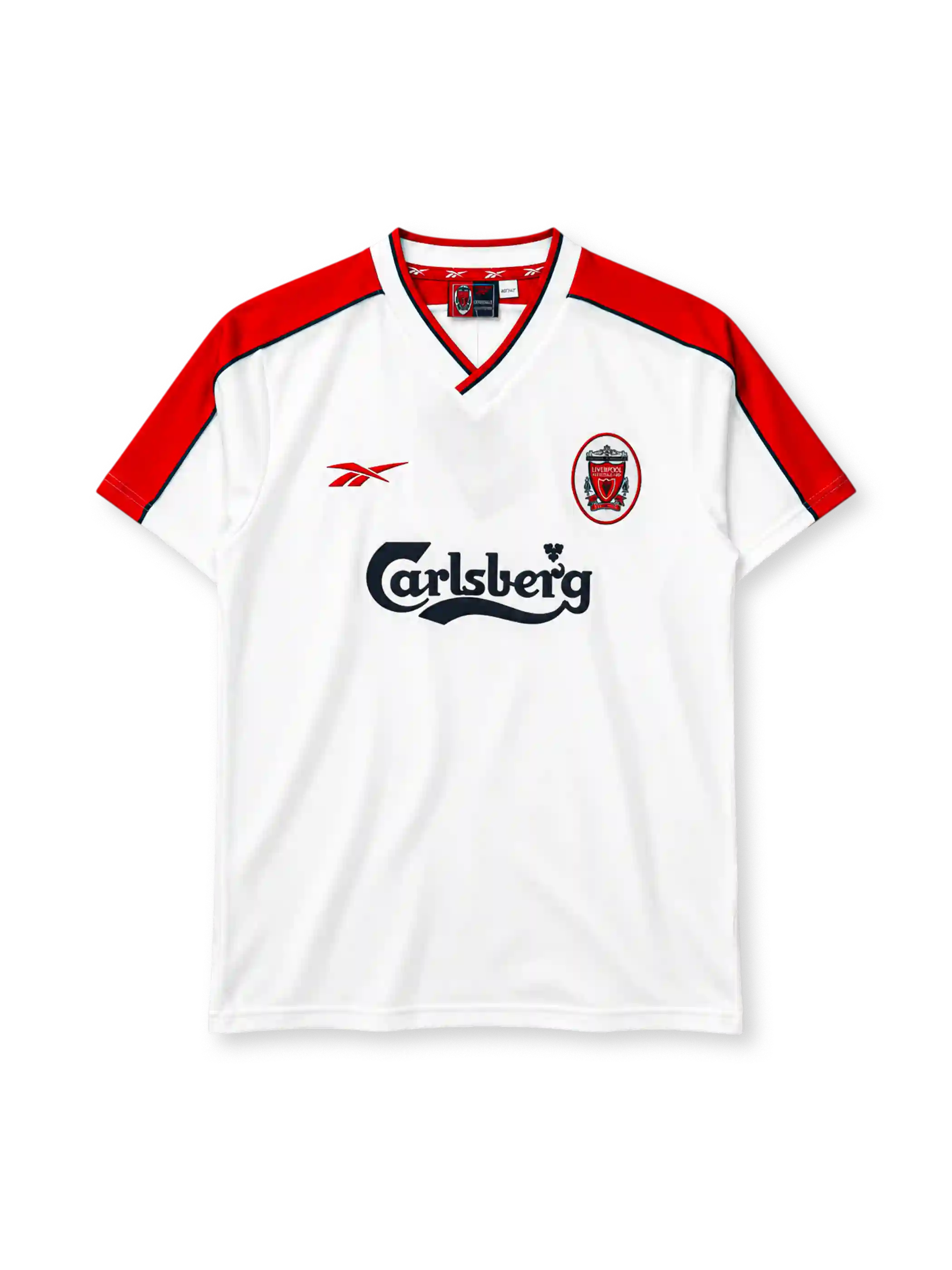 リバプール 1998/99 アウェイユニフォーム 白×赤 リーボック製 Carlsbergスポンサー オーバルエンブレム付き