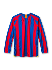 FCバルセロナ 2005/06 ホームユニフォーム 長袖 リーグ戦仕様 ブラウグラナストライプ 黄色サイドインサート ナイキ製