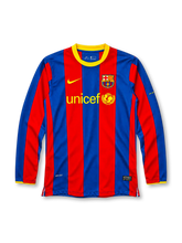 FCバルセロナ 2010/11 ホームユニフォーム 長袖 ブラウグラナストライプ 黄色襟 ナイキ製 unicefロゴ